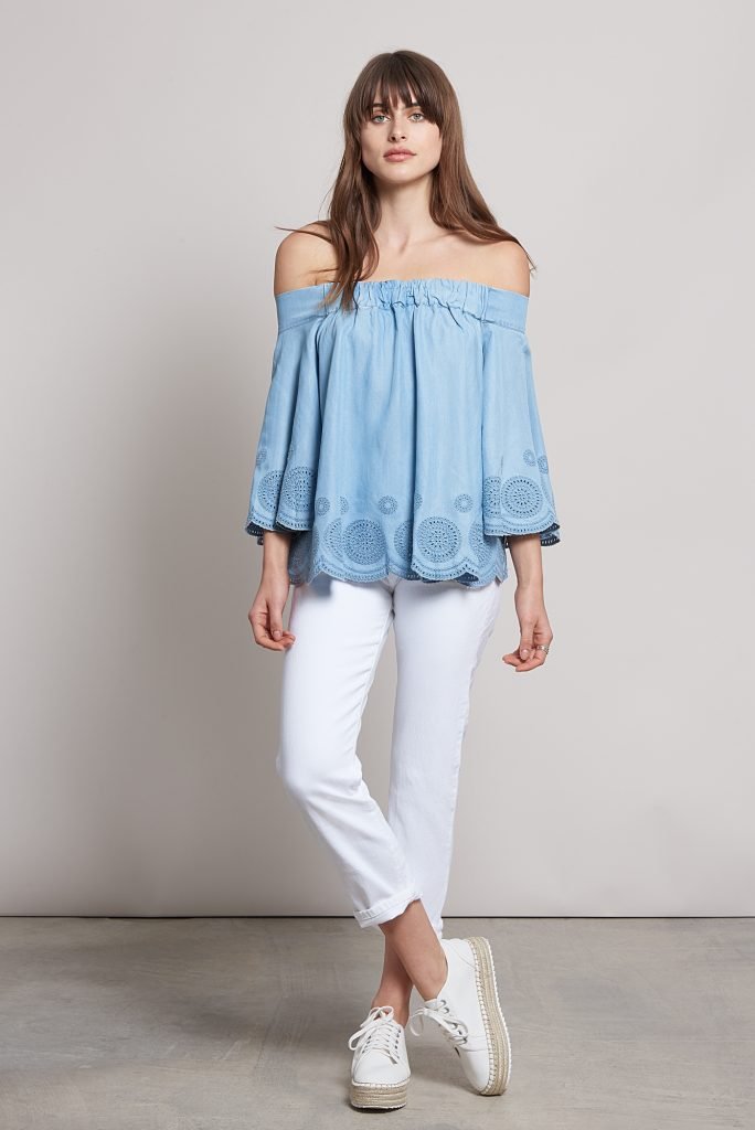 Ethical women’s clothing | Komodo off-the-shoulder blue top