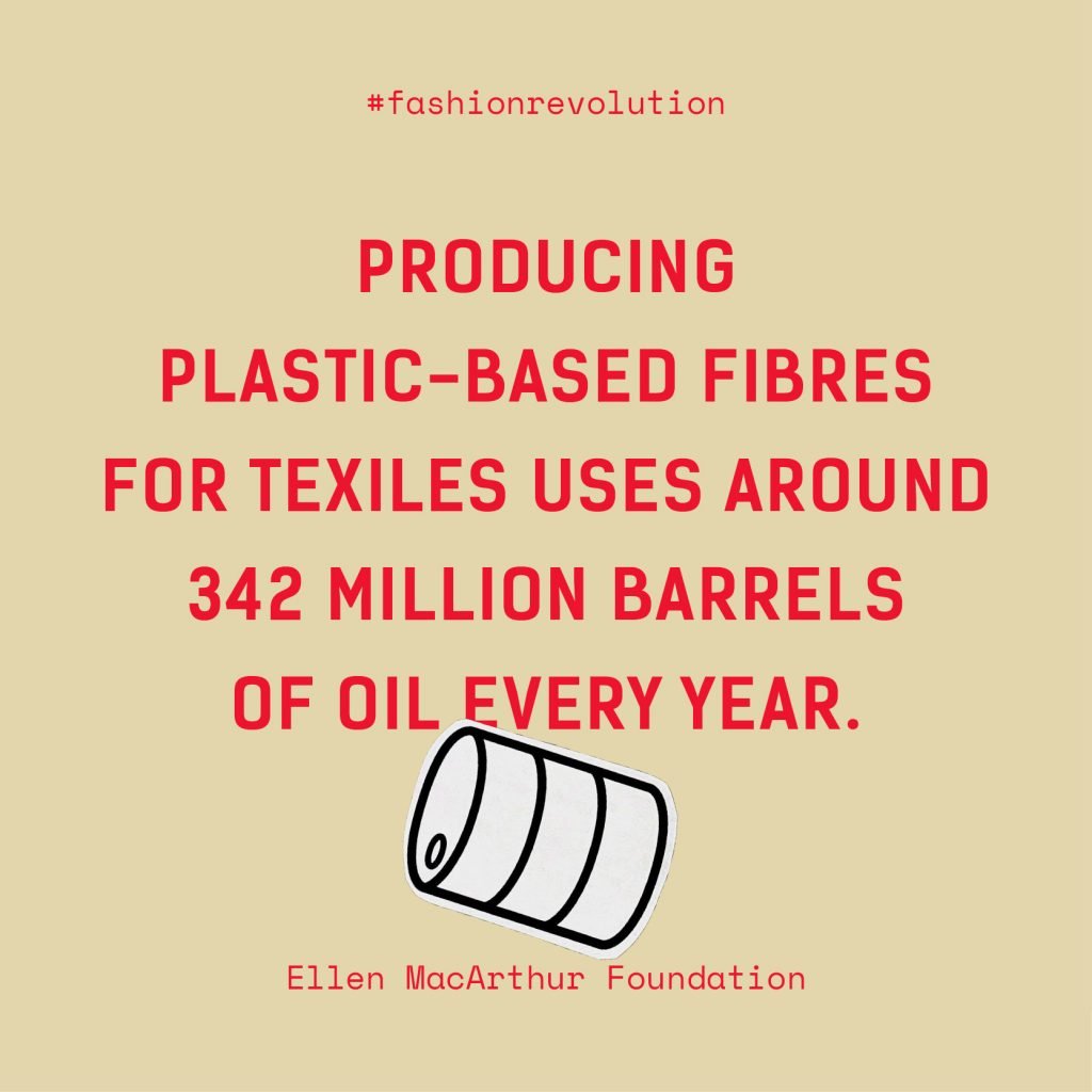 Quote: Producing Plastic-based fibres for textiles uses around 342 million barrels of oil every year